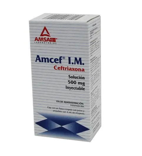 AMCEF I.M. 1 FA 500MG/2 ML CEFTRIAXONA ANTIBIÓTICO