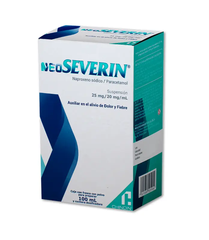 NEO SEVERIN SUSP 25 MG/ 20 MG/ML NAPROXENO;PARACETAMOL AUX EN EL ALIVIO DE DOLOR Y FIEBRE