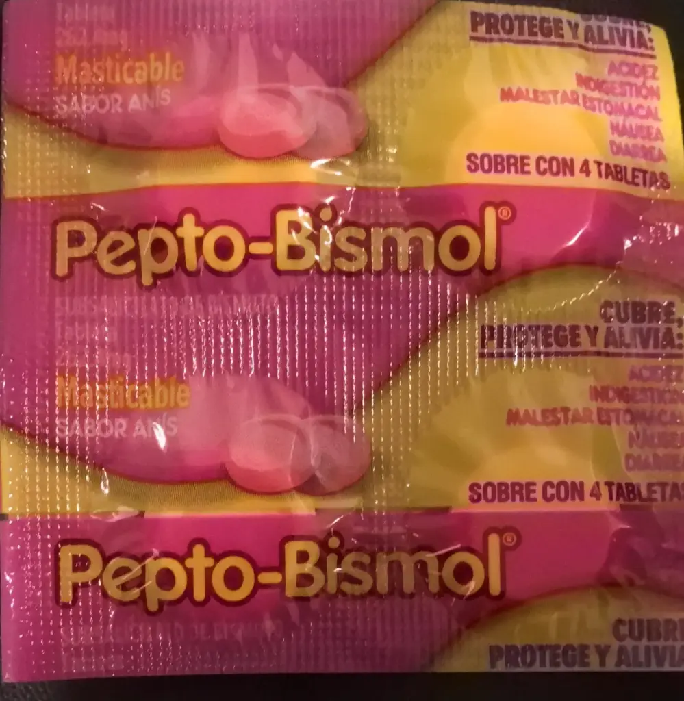 PEPTO-BISMOL SUBSALICILATO DE BISMUTO 262.4MG 4 TABLETAS MASTICABLES 