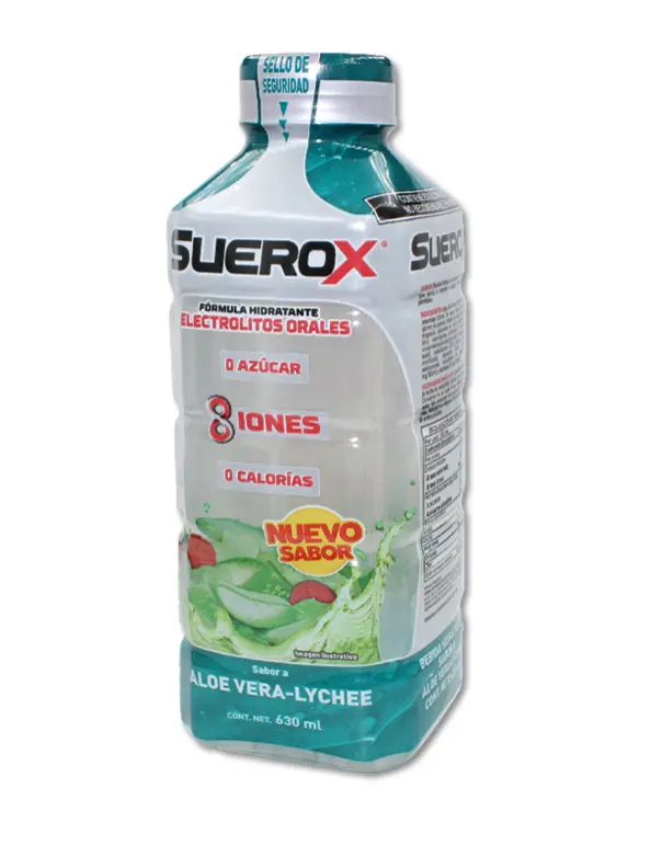 SUEROX ADULTO 8 IONES ALOE LICHEE 630ML CLORURO;POTASIO;SODIO;MAGNESIO;CALCIO;VITAMINA C;ZINC;AZUCAR SOLUCION REHIDRATANTE