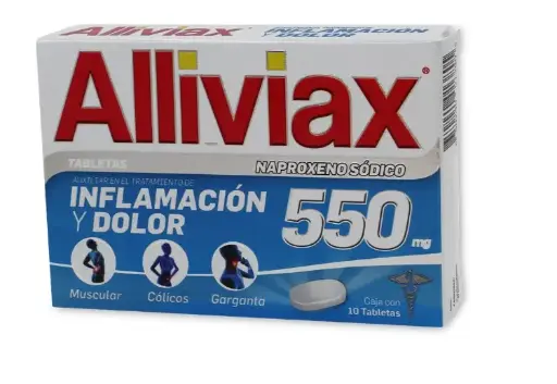 ALLIVIAX 10 TAB 550 MG NAPROXENO ANTIINFLAMATORIO NO ESTEROIDEO