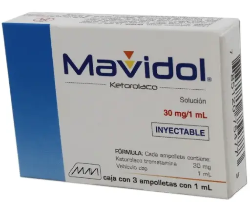 MAVIDOL 3 AMP 30 MG KETOROLACO ANTIINFLAMATORIO NO ESTEROIDEO