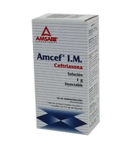 AMCEF I.M. 1 FA 1G/3.5 ML CEFTRIAXONA ANTIBIÓTICO