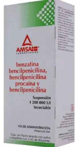 [ANTIBIOTICO] BENCIL/BENZ COMP 1 FA /3 ML BENCILPENICILINA BENZATINICA;BENCILPENICILINA 1,200,000 UI ANTIBIÓTICO 