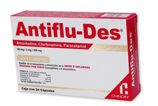 ANTIFLU DES 24 CAPS 1 CAJA 50/3/300 MG AMANTADINA;CLORFENAMINA;PARACETAMOL ANTIGRIPAL