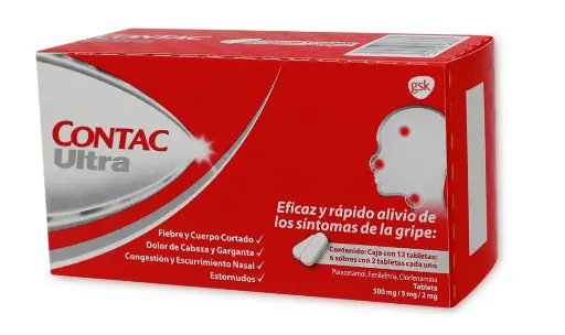 CONTAC ULTRA 12 CAP 500/5/2 MG PARACETAMOL;CLORHIDRATO DE FENILEFRINA;CLORFENAMINA ANTIGRIPAL