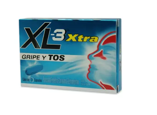 XL-3 XTRA CLORFENAMINA, FENILEFRINA, DEXTROMETORFANO, PARACETAMOL 2MG/5MG/10MG/250MG 12 CAPSULAS (ANTIGRIPAL)