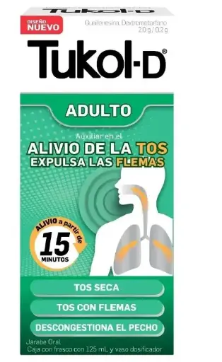 TUKOL-D ADULTO GUAIFENESINA,DEXTROMETORFANO 2G/0.2G JARABE 125 ML