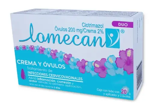 LOMECAN DUO 3 OVULOS Y CREMA 200 MG CLOTRIMAZOL ANTIMICÓTICO 