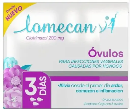 LOMECAN V OVS 3 PZA VAGINALES 200 MG CLOTRIMAZOL ANTIMICÓTICO  