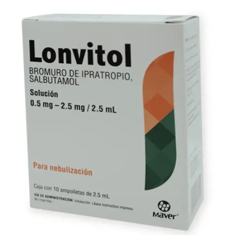 LONVITOL 10 AMP .05/2.5 MG/ 2.5 ML BROMURO DE IPRATROPIO;SALBUTAMOL BRONCODILATADOR 