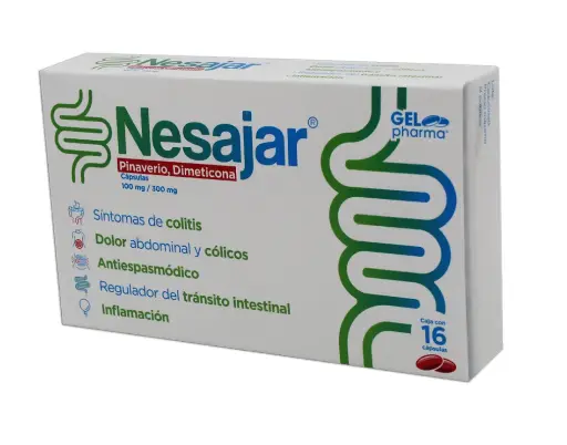 NESAJAR 16 CAPS 100 MG / 300 MG DIMETICONA;BROMURO DE PINAVERIO ANTIESPASMÓDICO