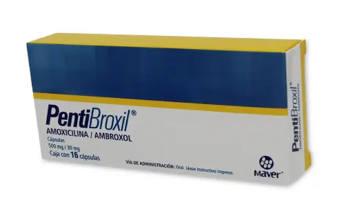 PENTIBROXIL 16 CAPS 500/30 MG AMOXICILINA;AMBROXOL ANTIBIÓTICO