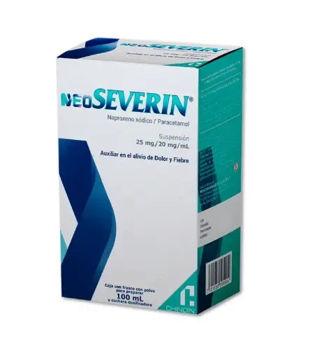 NEO SEVERIN SUSP 25 MG/ 20 MG/ML NAPROXENO;PARACETAMOL AUX EN EL ALIVIO DE DOLOR Y FIEBRE