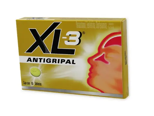 XL-3 Antigripal Paracetamol / Fenilefrina / Clorfenamina 325 mg / 10 mg /4 mg 10 Tabletas