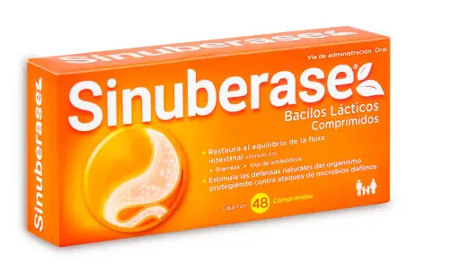 SINUBERASE 48 COMPRIMIDOS LACTOBACILLUS SPOROGENES RESTAURACIÓN FLORA INTESTINAL