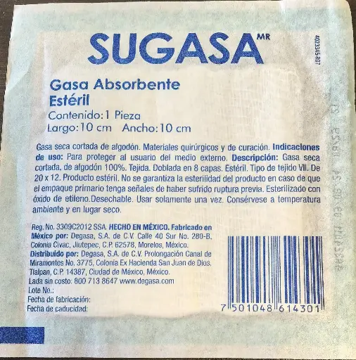 SUGASA GASA ABSORBENTE ESTERILIZADA