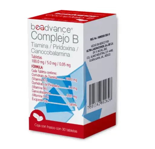 COMPLEJO B 30 TAB 100/5/.05MG CLORHIDRATO DE TIAMINA;CLORHIDRATO DE PIRIDOXINA;CIANOCOBALAMINA RELAJANTE MUSCULAR