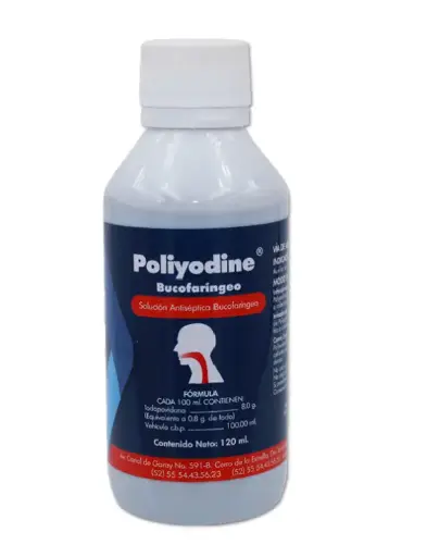 POLIYODINE BUCOFARINGEO 1 SOL 8% 120 ML YODOPOVIDONA ANTISÉPTICO
