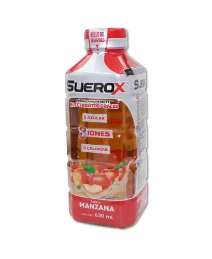 SUEROX ADULTO 8 IONES MANZANA 630 ML CLORURO;POTASIO;SODIO;MAGNESIO;CALCIO;VITAMINA C;ZINC;AZUCAR SOLUCION REHIDRATANTE