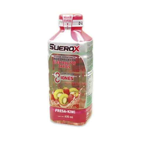 SUEROX ADULTO 8 IONES FRESA KIWI 630 ML CLORURO;POTASIO;SODIO;MAGNESIO;CALCIO;VITAMINA C;ZINC;AZUCAR SOLUCION REHIDRATANTE