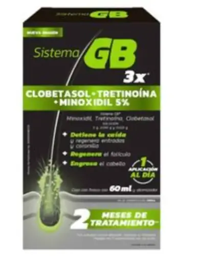SISTEMA GB 3X SOLUCION CLOBETASOL .025% TRETINOINA .010% MINOXIDIL 5%