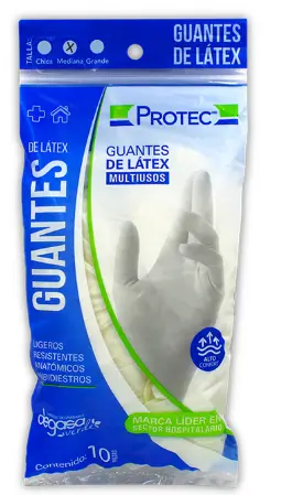 GUANTES DE LÁTEX MULTIUSOS (MEDIANOS) 10 PZAS 