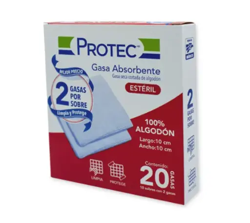 GASA PROTEC ESTERIL 20 GASAS 10X10 CM GASA MATERIAL DE CURACION