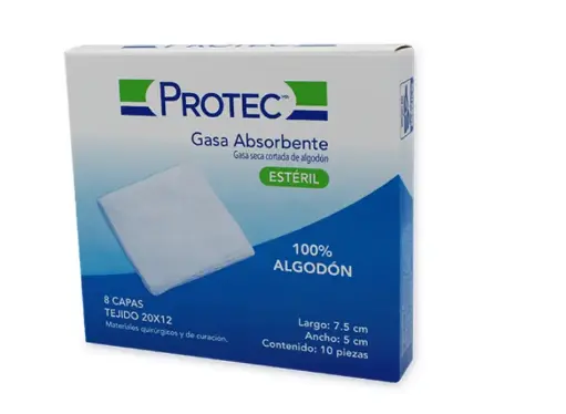 GASA PROTEC ESTERIL 10 GASA 7.5CMX5 CM GASA MATERIAL DE CURACION