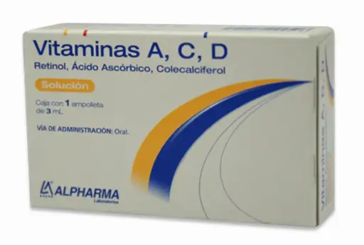 RETINOL /ACIDO ASCORBICO/COLECALCIFEROL CAJA CON 1 AMPOYETA DE 3ML ORAL. VITAMINA A, C Y D