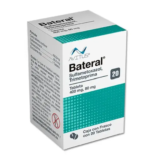 BATERAL 20 TAB 80/400 MG TRIMETOPRIMA;SULFAMETOXAZOL ANTIBIÓTICO